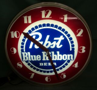 Vintage Pabst Blue Ribbon Beer Lite Up Clock 191104 Milwaukee