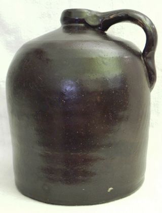 Antique 1 Gallon Brown Glazed Stoneware Beer Whiskey Jug W/ Handle Crock & Cork