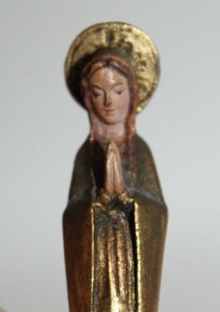 Vintage Miniature Carved Wood Madonna Statue