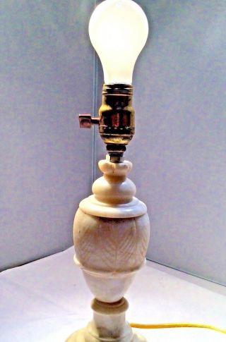 Vintage Antique Alabaster Marble 13 " Night Stand Table Lamp