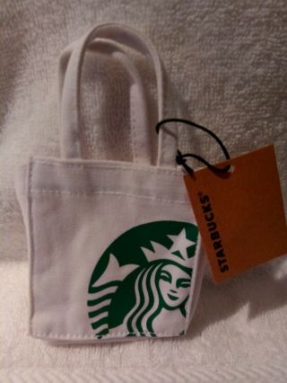 2019 Starbucks Mini Canvas Tote Bag,  Gift Card Holder Bag Or Ornament,  Nwt