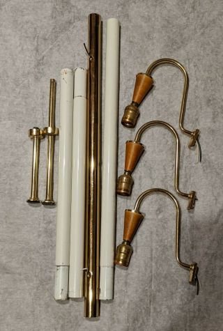 Mid Century Modern Vintage Tension Pole Lamp Light Fixture Parts Part Wood Arms