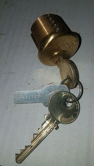 Vintage Medeco Brass Cylinder High Security Lock With Keys 6 Pin