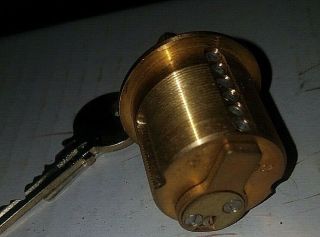 Vintage Medeco Brass Cylinder High Security Lock with Keys 6 Pin 3