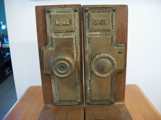Vintage Dade Set Of Brass Door Plates And Handles Book Ends Re Purposed