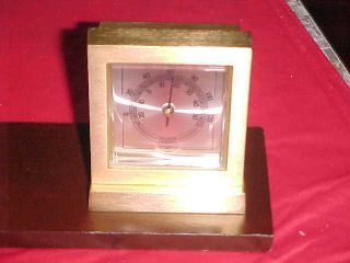 1960 ' s BULOVA Weather Station Desk Alarm Clock/ Thermometer wood base made Japan 3