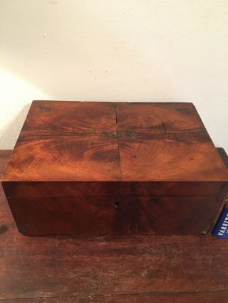 Antique English Flame Mahogany Veneered Oak Table Box Circa 1840s 19th C Aafa