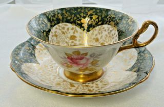 Vintage Eb Foley Bone China England Tea Cup & Saucer Set Rose Flower Petal Gold