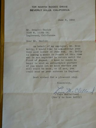 Gene Kelly signed photo,  letter and envelope 3