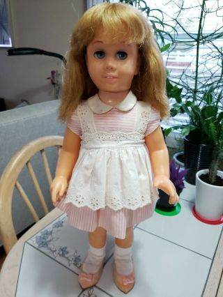 Talking - Vintage Mattel 1960 Chatty Cathy Doll Blonde Hair Blue Eyes 19 "