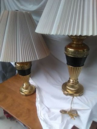 Berman Vintage Mid Century Brass Table Lamps / Hollywood Regency Era