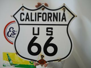 Large Vintage 1927 California U.  S.  Route 66 Porcelain Road Sign Highway Sign