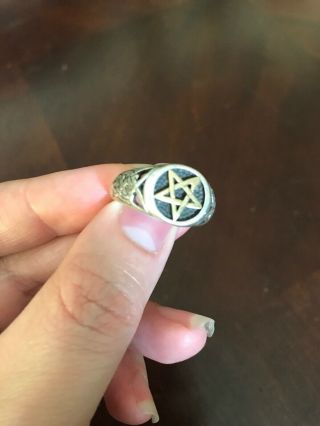 Sterling Silver Pentagram Ring - Size 7.  5 - 8 Occult - Pagan