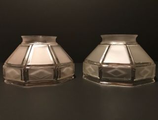 Antique Pair Frosted Glass Gas Light Chandelier Shades Electric Kerosene Lamp