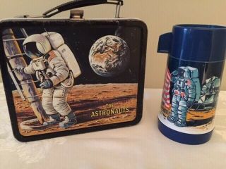 Vintage " The Astronauts " Series Lunch Box With Thermos