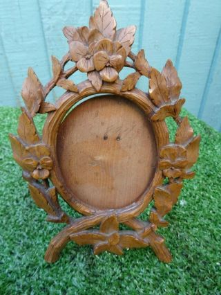 19thc Black Forest Wooden Walnut Frame: Intricate Leaf Carvings C1880s