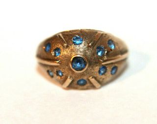 Antique Domed Harem Style 14k Yellow Gold Blue Sapphire Ring Sz 5.  5