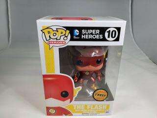 Funko Pop Dc Heroes The Flash 10 Metallic Chase Vaulted W/ Box Protector