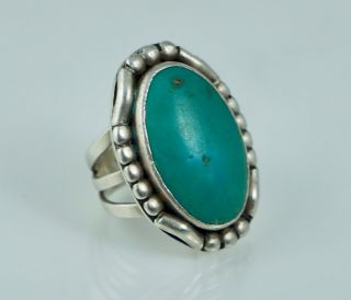 Large Navajo Sterling Turquoise Old Pawn Silver Ring Vintage Heavy Big Sz 6.  75
