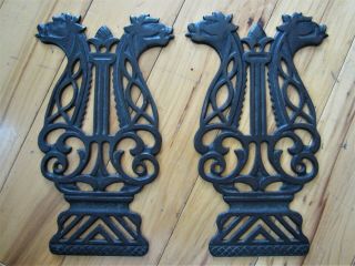 Griffins Pair 1800s Ornate Cast Iron Plaques Victorian Griffons Foot Pedal Grate