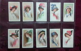 CIGARETTE CARDS,  NEAR COMPLETE SET OF BEAUTIES PICTURE HATS WILLS CIRCLE 31/32 3