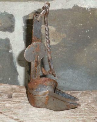 Antique 18th Century Wrought Iron Betty Lamp Double Crusie Pheobe Aafa