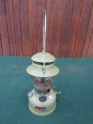 Vintage Coleman Lantern Afc Green Model 1010 Signed Glass Globe Ash Flash