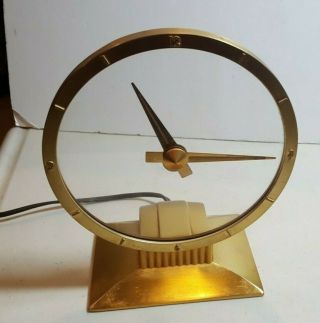 Vintage 1950s Art Deco Jefferson Golden Hour Electric Mystery Clock