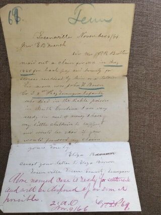 Civil War Widow’s Letter Seeking Assistance Greene County Tennessee