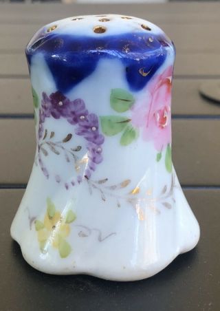 Vintage Porcelain White Blue Flowers Floral Salt Pepper Shaker Single
