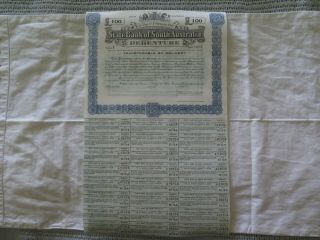 1942 State Bank Of South Australia 100 Pound Debenture Scrip No 1