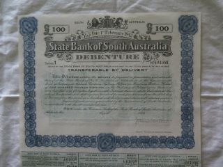 1942 STATE BANK of SOUTH AUSTRALIA 100 POUND DEBENTURE SCRIP No 2 2