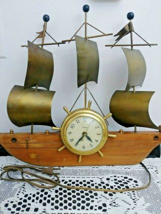 Vintage United Clock Company Nautical Marine Ship Mantel Clock Model No.  110 2