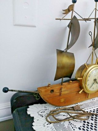Vintage United Clock Company Nautical Marine Ship Mantel Clock Model No.  110 3