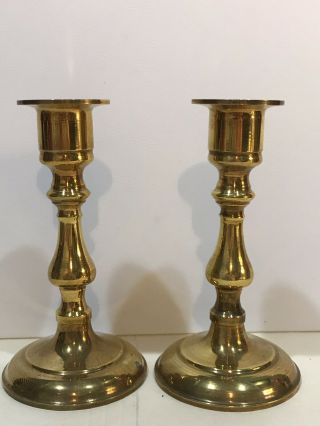 Antique Solid Brass Candlesticks 5” Tall
