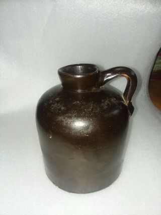 Vintage Stoneware Crock Pottery Half Gallon Big Mouth Brown Jug Very Rare 7 " High