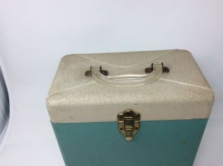 Vintage 78 RPM Record Carrying Case Green Two - Tone Painted Metal Early 1950s 2