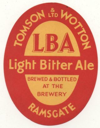 Old Beer Label/s - Uk - Tomson & Wotton Light Bitter Ale