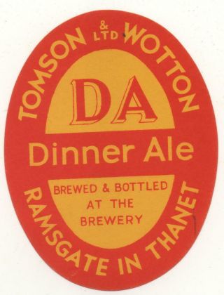 Old Beer Label/s - Uk - Tomson & Wotton Dinner Ale
