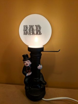 Vtg Charlie Chaplin Bar Lamp Hobo Black,  A Price Import Japan Kitsch