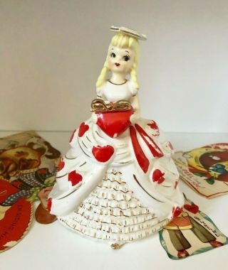 Vintage Planter/lefton Valentines Figurine/ceramic Hearts/valentines/ceramic