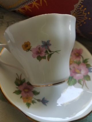 VINTAGE/ANTIQUE CROWN BONE CHINA CUP AND SAUCER ENGLISH HIBISCUS Rare 2