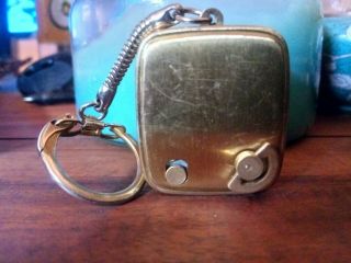 Sankyo Music Box Key Chain Vintage St Thomas Keychain,  Gold Colour,  Baked Enamel