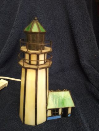 Vintage Stained Glass Night Light Lighthouse Tiffany Style 2