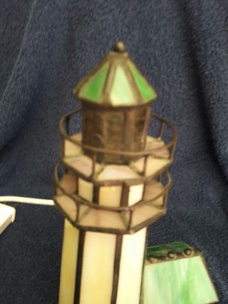 Vintage Stained Glass Night Light Lighthouse Tiffany Style 3