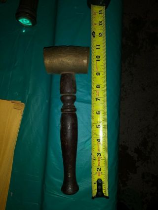 Large Vintage Heavy Solid Brass Top Handmade Hammer
