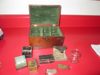 Antique Civil War Era - Wood Doctors Box W/ 3 Bleeders,  Scariicator Old Patina