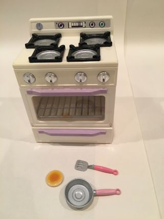 Kitchen Littles Deluxe Oven Tyco 1996 Vintage Stove With Frying Pan,  Pancake