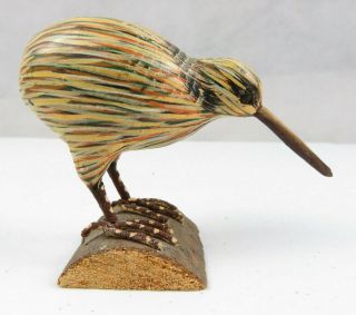 Vintage Wood Hand Carved Kiwi Bird Handpainted Zealand Décor