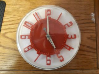 Vintage Ge Telechron Electric Small Kitchen Wall Clock Keeps Time Plastic